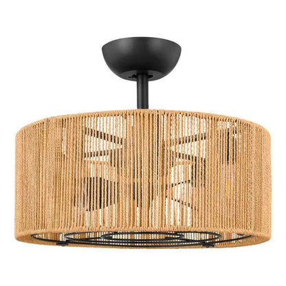 Hampton Bay Montabel 22 in. Indoor Matte Black and Natural Ceiling Fan w/ Remote