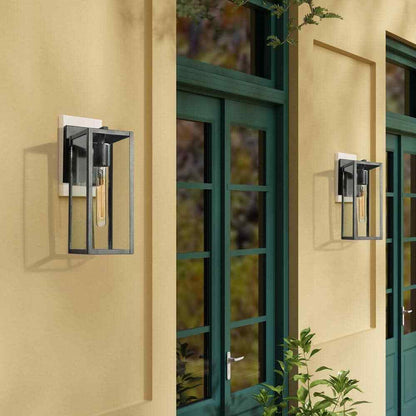 LNC Rustic Matte Black Outdoor Wall Sconce 1-Light Classic Cage Wall Lantern