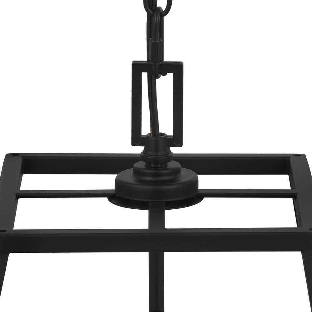 Hampton Bay Knightley 4-Light Caged Matte Black Pendant Island Hanging Light