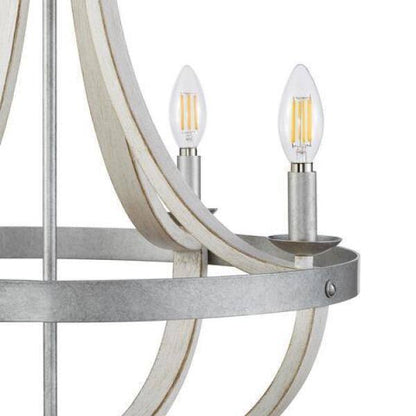 Home Decorators Keowee 21 in. 4-Light Silver Coastal Farmhouse Cage Chandelier