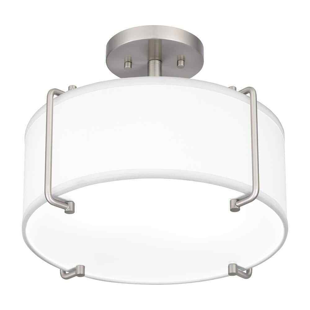 Home Decorators Brookley 14 in. 2-Light Brushed Nickel Semi-Flush Mount