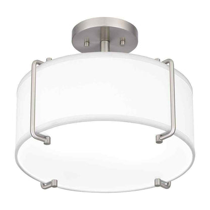Home Decorators Brookley 14 in. 2-Light Brushed Nickel Semi-Flush Mount