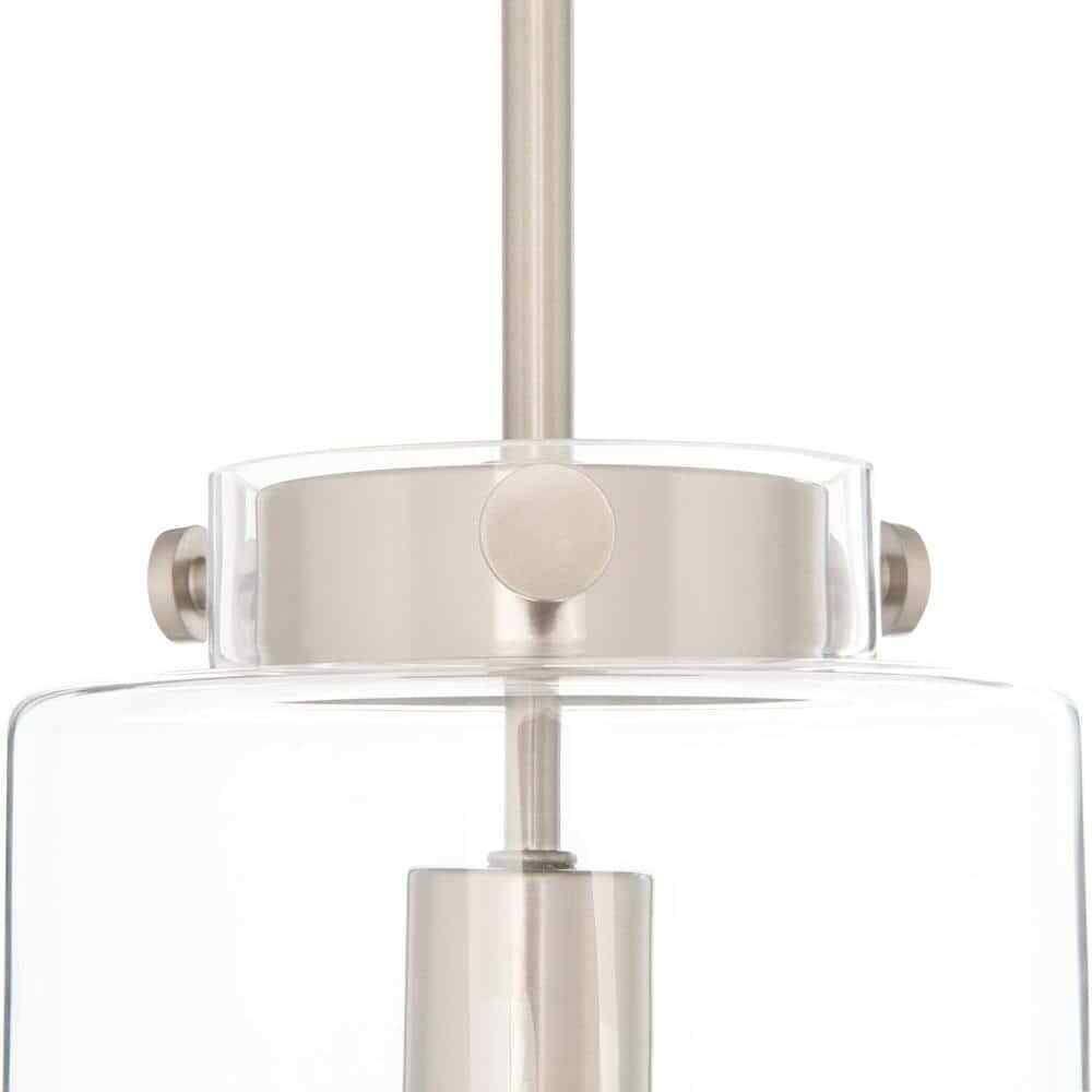 Hampton Bay Mullins 6.75 in. 1-Light Brushed Nickel Mini Pendant