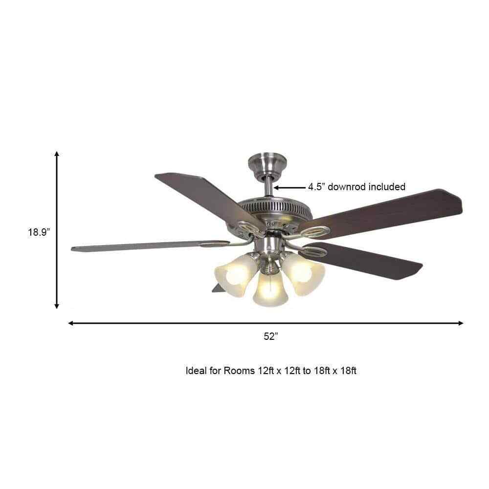 Hampton Bay Glendale 52 in. LED Indoor Brushed Nickel Ceiling Fan with Light Kit