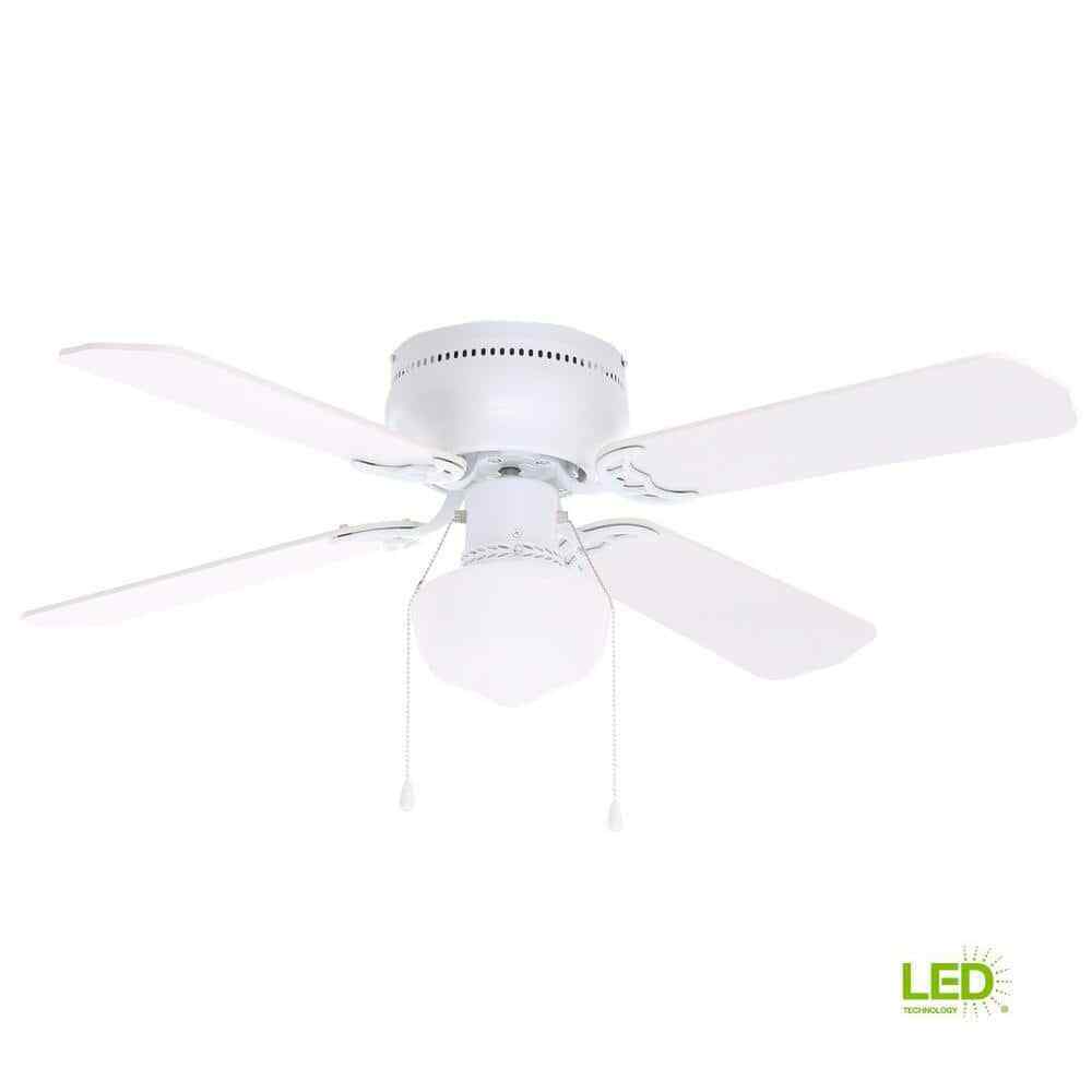 Littleton 42 in. LED Indoor Flush Mount White Ceiling Fan with Light Kit