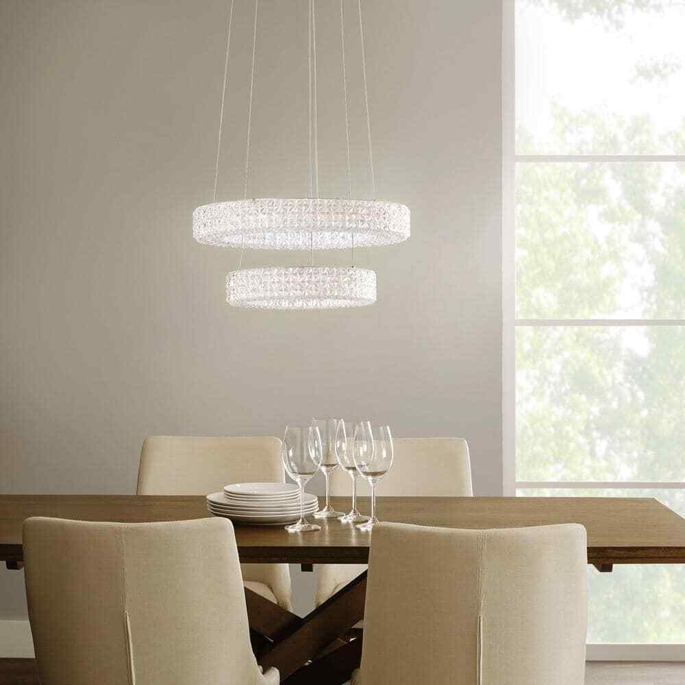 Home Decorators Wesley Park 150-Watt Integrated LED Chrome Pendant Hanging Light