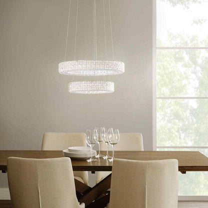 Home Decorators Wesley Park 150-Watt Integrated LED Chrome Pendant Hanging Light