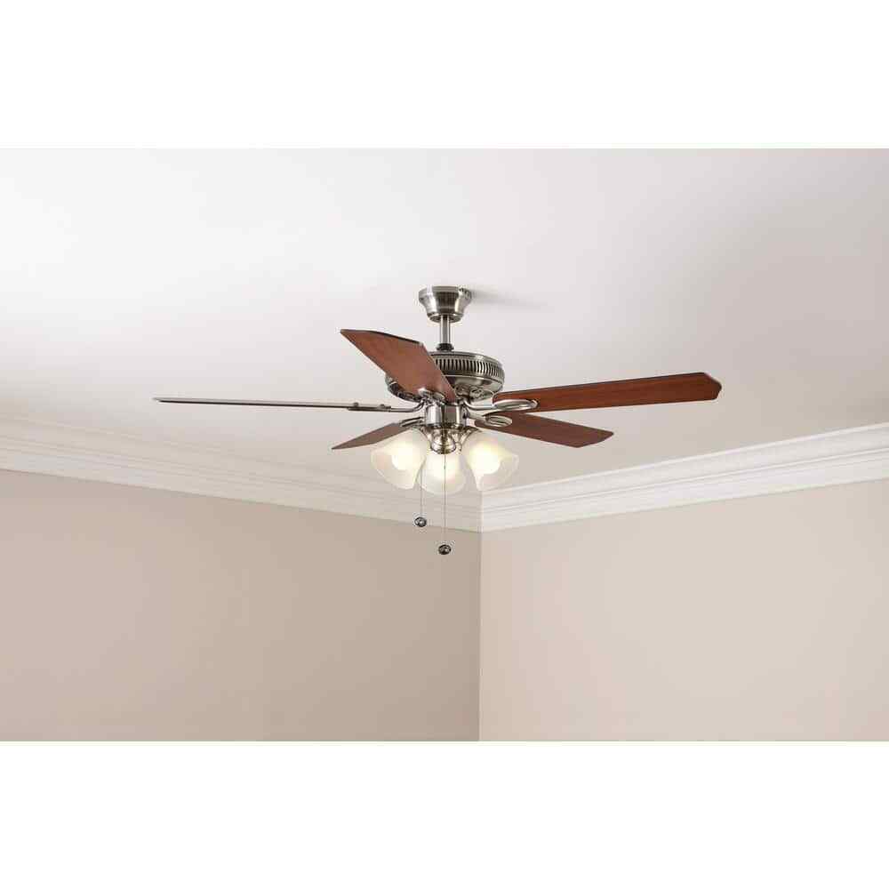 Hampton Bay Glendale 52 in. LED Indoor Brushed Nickel Ceiling Fan with Light Kit
