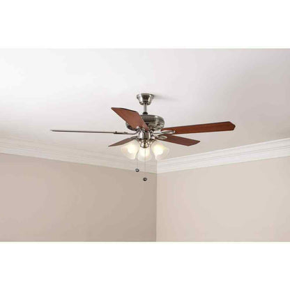 Hampton Bay Glendale 52 in. LED Indoor Brushed Nickel Ceiling Fan with Light Kit