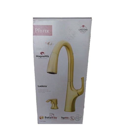 Pfister Ladera Pull Down Sprayer Kitchen Faucet w/ Soap Dispenser Brushed Gold