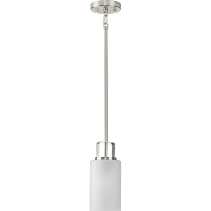 Progress Lighting Brushed Nickel Etched Glass Modern Mini-Pendant Hanging Light