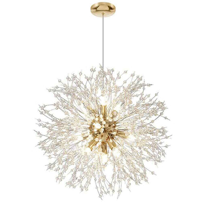 LamQee 8-Light 15.7 in. Gold Dandelion Firework Chandelier Crystal Pendant Light