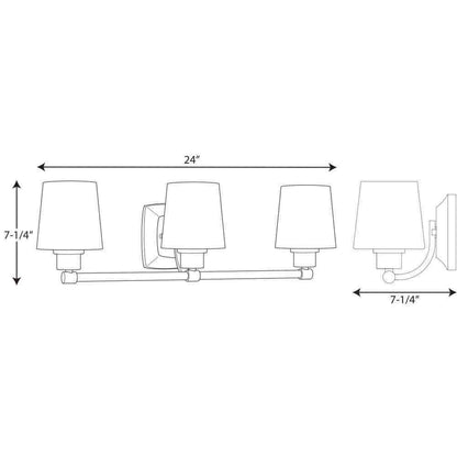 Progress Lighting Glance Chrome White Linen Glass Farmhouse Bath Vanity Light