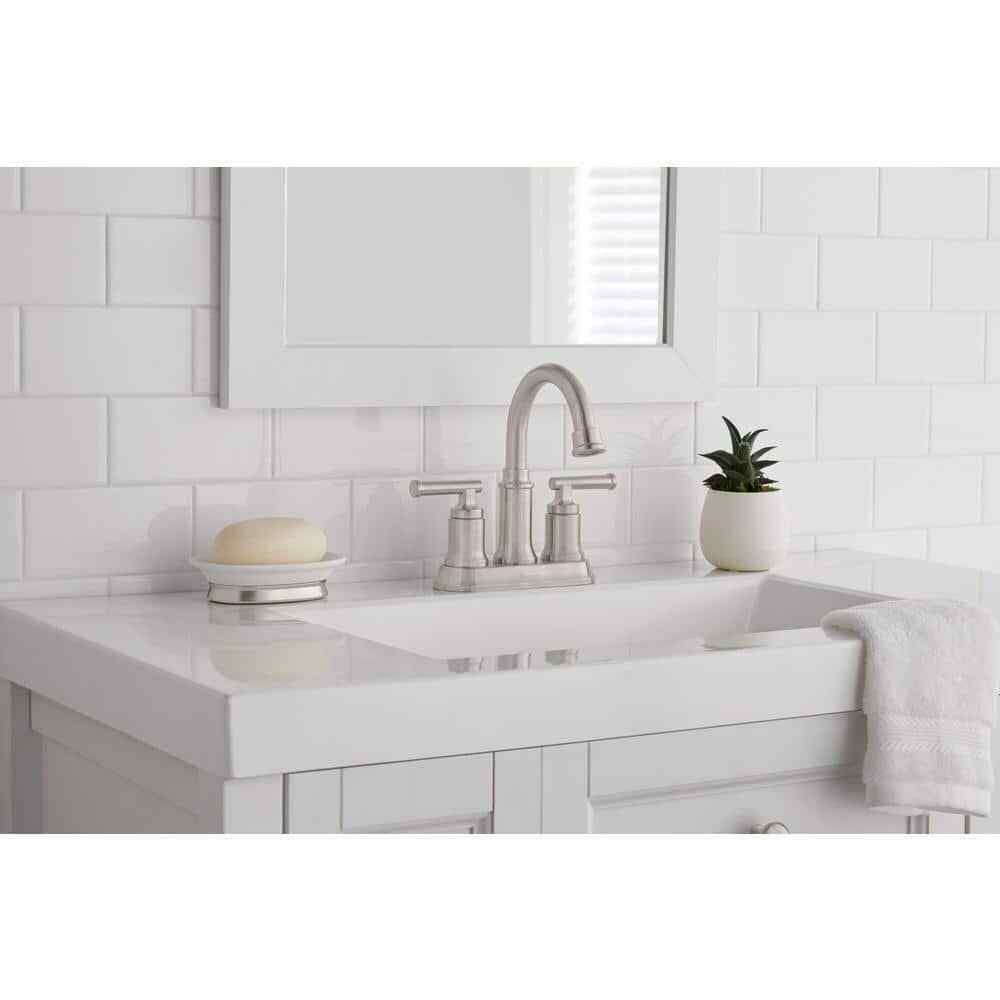 Glacier Bay Oswell 4 in. Centerset High-Arc Bathroom Faucet in Brushed Nickel