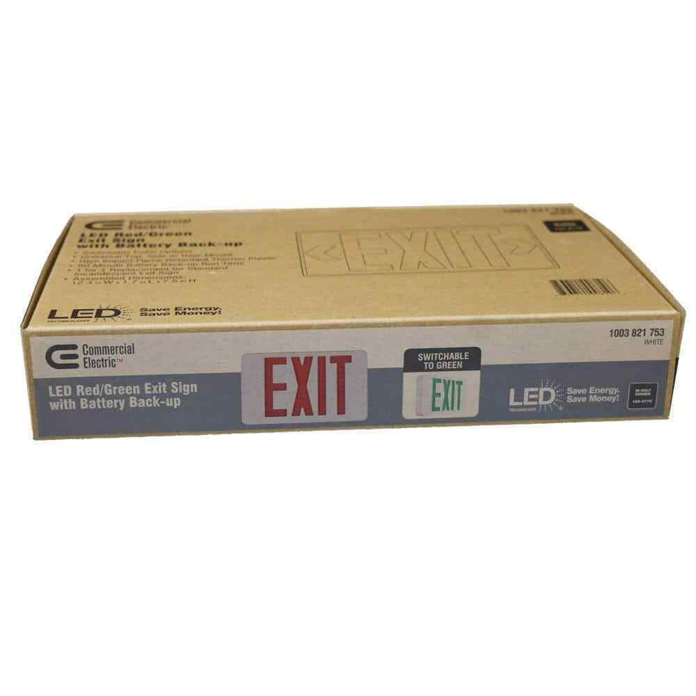 Commercial Electric 14W Equiv LED White Exit Sign w/ Ni-Cad 4.8-Volt Battery