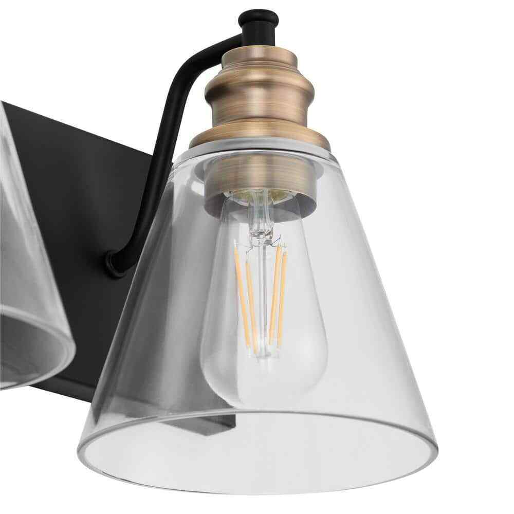 Hampton Bay Manor 24 in. 3-Light Matte Black Industrial Bathroom Vanity Light