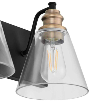 Hampton Bay Manor 24 in. 3-Light Matte Black Industrial Bathroom Vanity Light