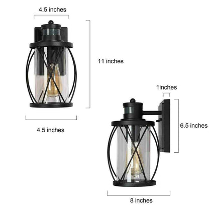Uolfin Modern Outdoor Wall Light 1-Light Motion Sensor Wall Lantern Sconce 2-Pk