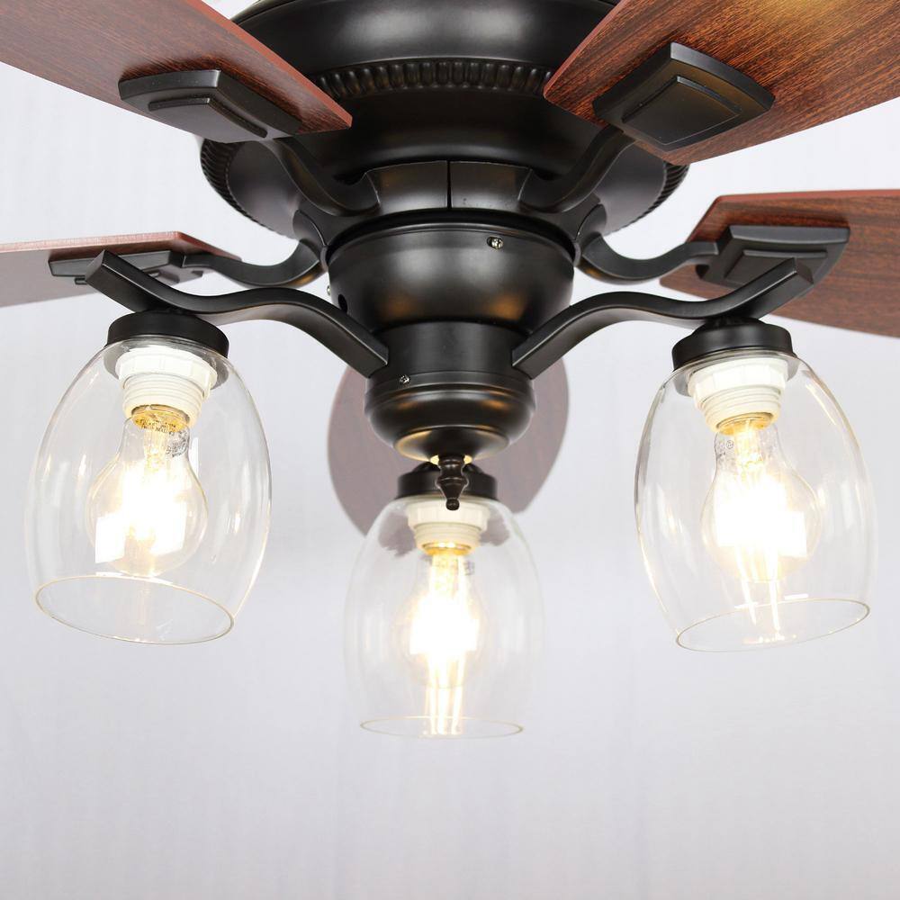Matrix Decor 52 in. Indoor Matte Black Ceiling Fan with Light and Remote Control