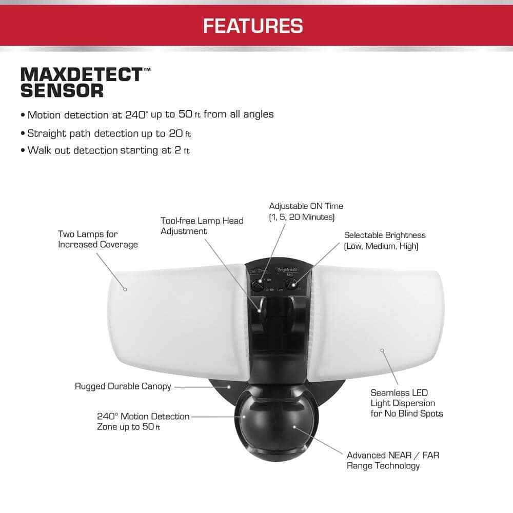 Defiant MaxDetect 240-Degree Motion Activated Wired Outdoor Security Flood Light