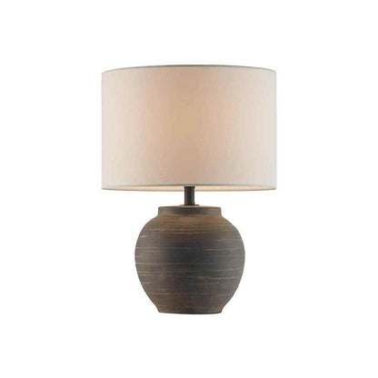 Hampton Bay Hookston Black 18 in. Ceramic Table Lamp with White Fabric Shade