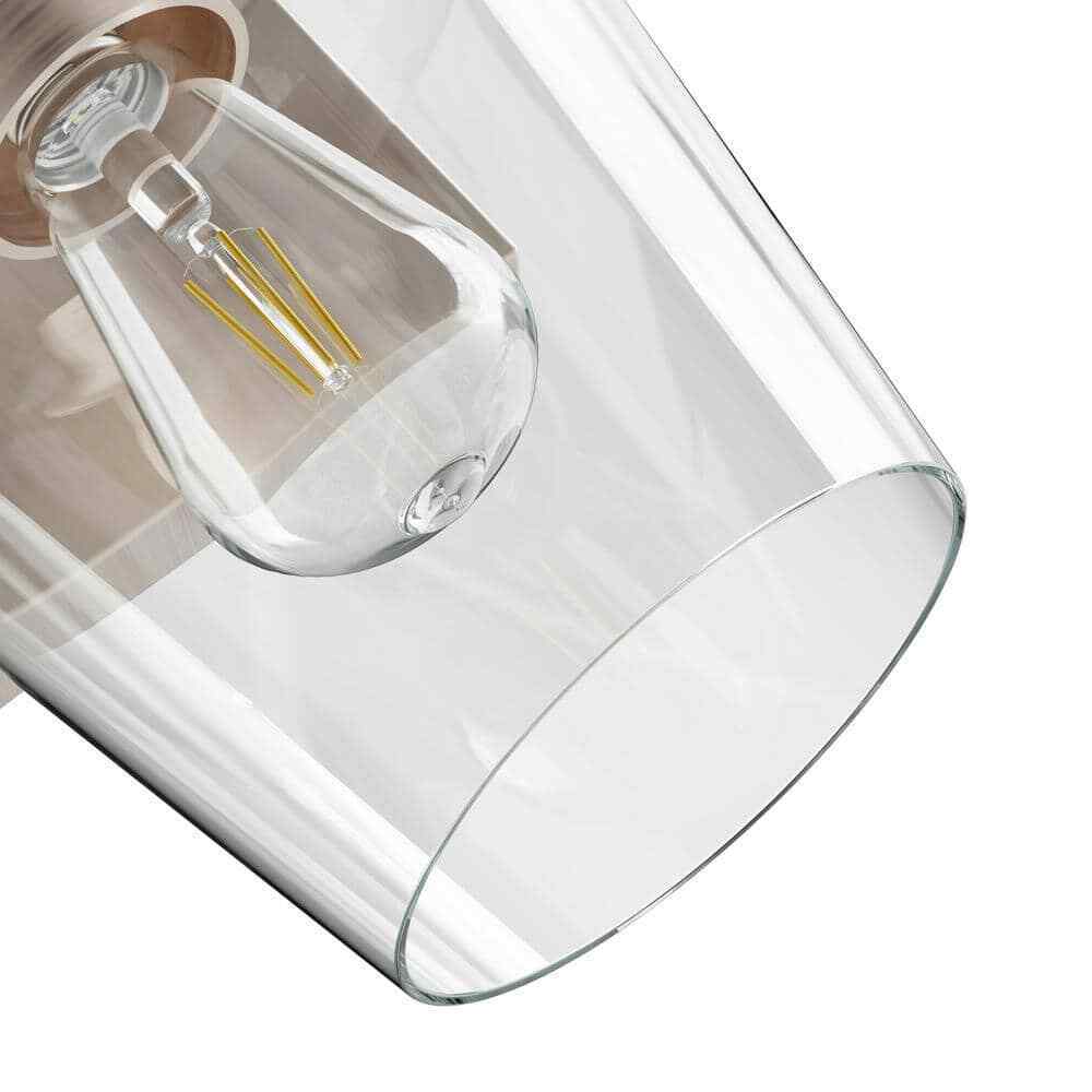 Merra 1-Light Brushed Nickel Wall Sconce Vanity Light with Glass Shade