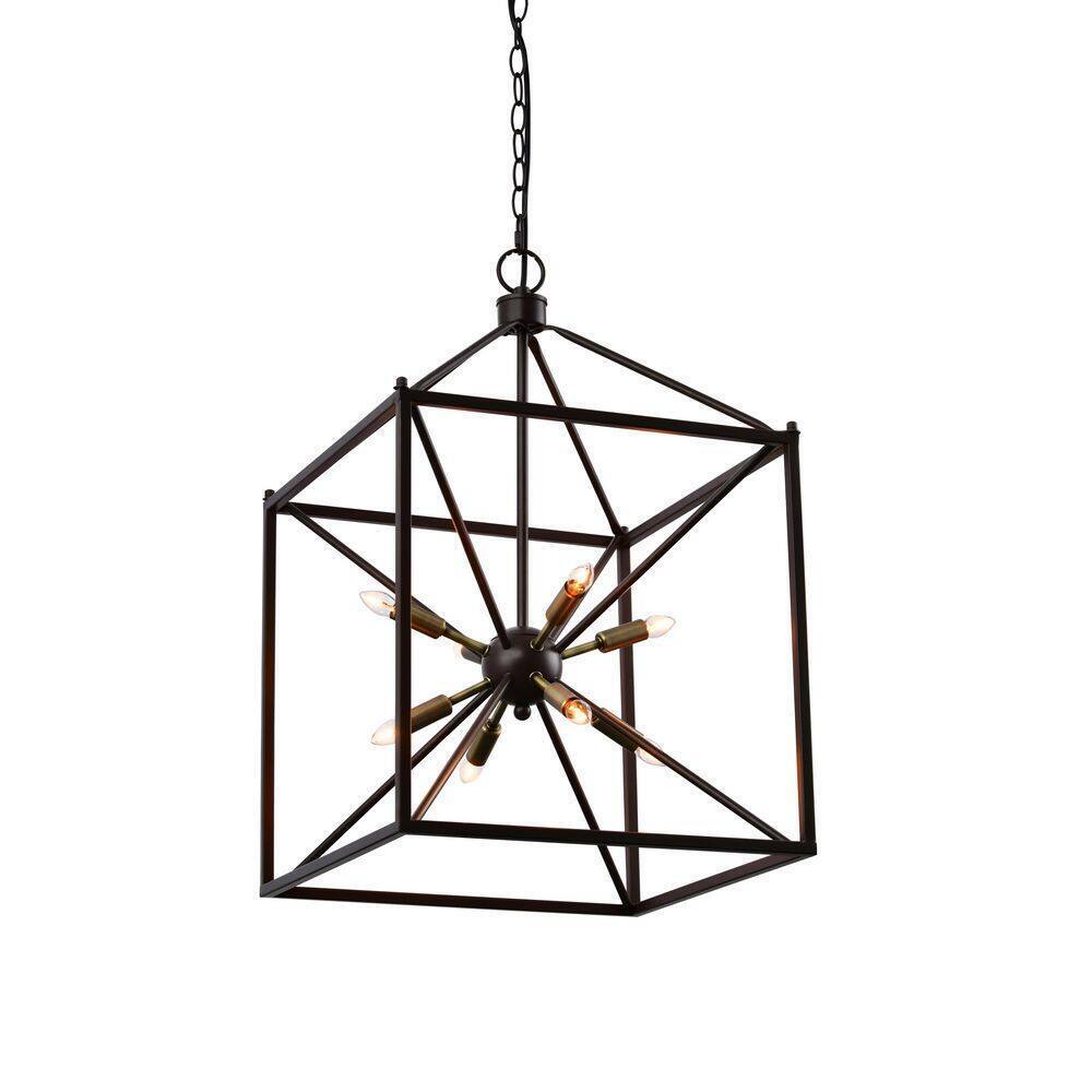 LAZZUR Touques 16 in. 8-Light Modern Matte Oil Rubbed Bronze Pendant