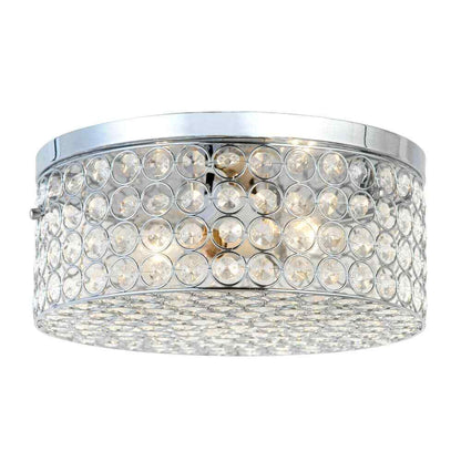12 in. 2-Light Chrome Round Glam Flush Mount
