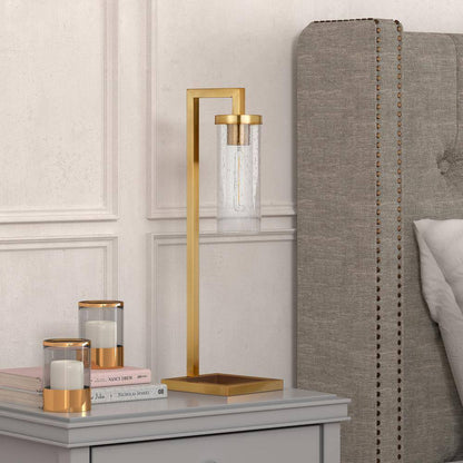 Meyer&Cross Malva 26 in. Brass Finish Table Lamp with Seeded Glass Shade TL0442