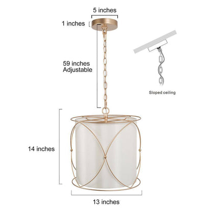 Uolfin Gold Drum Chandelier 3-Light Modern Champagne Gold Island Pendant Light