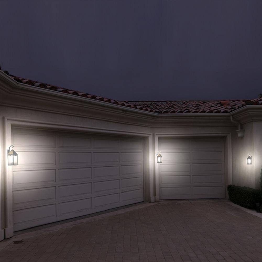 Metallic Black Solar LED Outdoor Hanging Light Sconce w/ Hanger