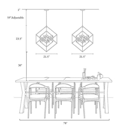 LNC Black Sputnik Candlestick Island Chandelier Linear Square Modern