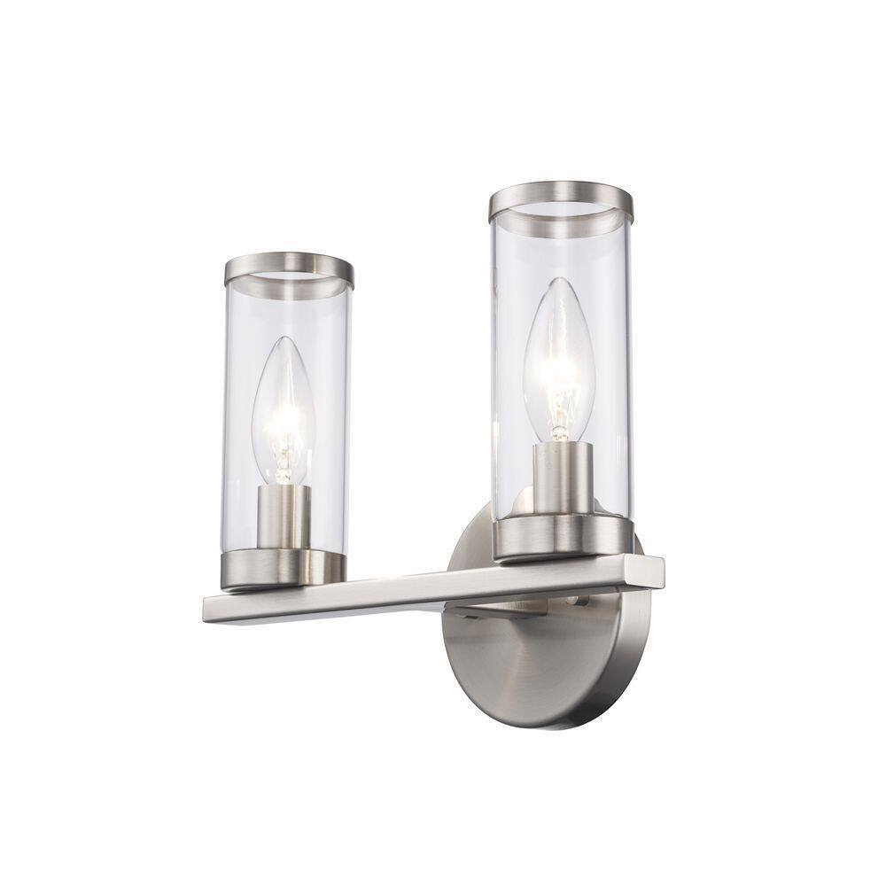 Hampton Bay Loveland 10.5" 2-Light Brushed Nickel Bathroom Vanity Light Fixture