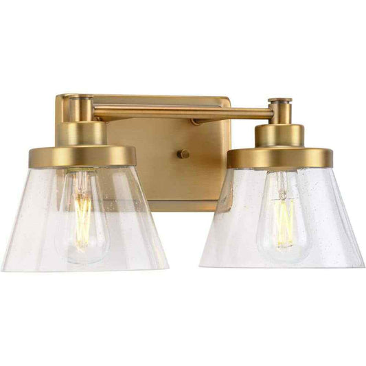 Progress Lighting Hinton 15.5 in. 2-Light Seeded Glass Farmhouse Vanity Light
