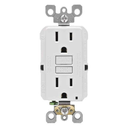 Leviton 15 Amp 125-Volt Duplex Self-Test Slim GFCI Outlet White 4-Pack