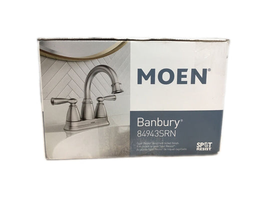 MOEN Banbury 4 in. Centerset Double Handle Bathroom Faucet in Brushed Nickel