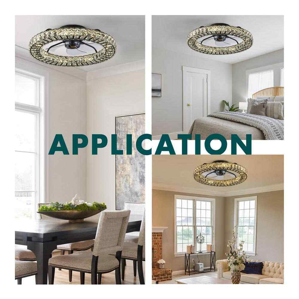 FANNEHONNE 22 in. LED White Crystal Ceiling Fan CA00001103