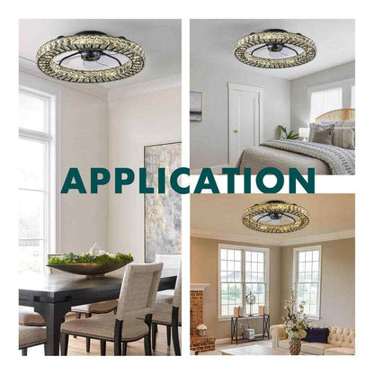 FANNEHONNE 22 in. LED White Crystal Ceiling Fan CA00001103
