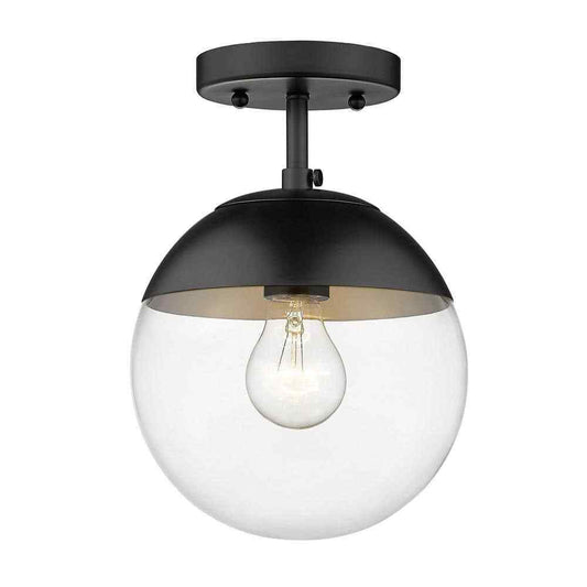Golden Lighting Dixon 10.5 in. 1-Light Matte Black Semi-Flush Mount