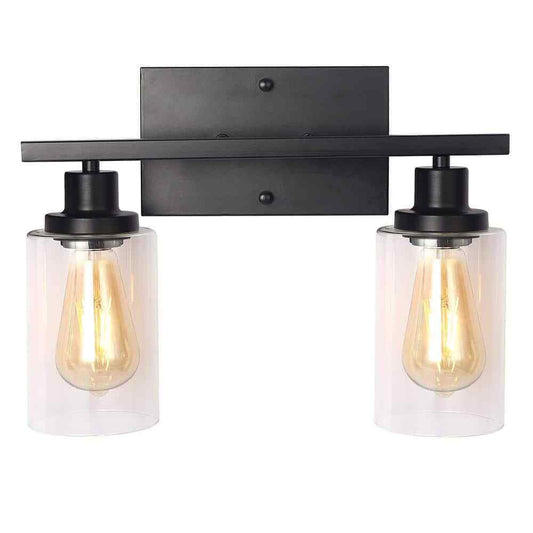 LamQee 14.6 in. 2 Light Black Vanity Light Industrial Barn Light