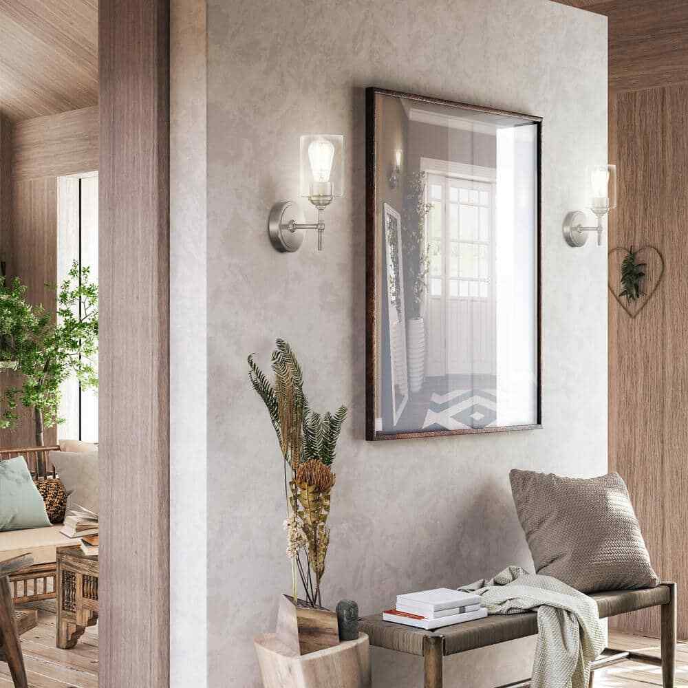 Home Decorators Ayelen 1-Light Brushed Nickel Indoor Wall Sconce