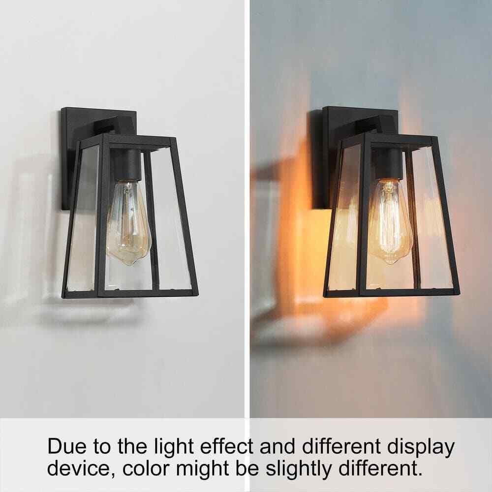 LNC Black Outdoor Sconce Clear Glass Shade Weather Resistant Wall Light