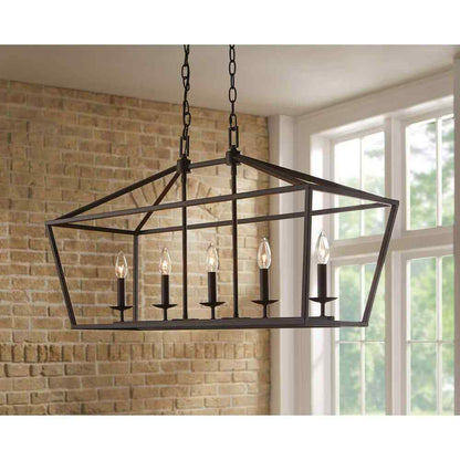 Home Decorators Weyburn 36 in. 5-Light Bronze Linear Chandelier Light Fixture