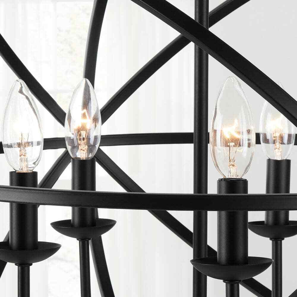 Home Decorators Collection Sarolta Sands Black Chandelier Light Caged Globe