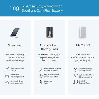 Ring Spotlight Cam Plus Battery Security Video Camera  Color Night Vision White