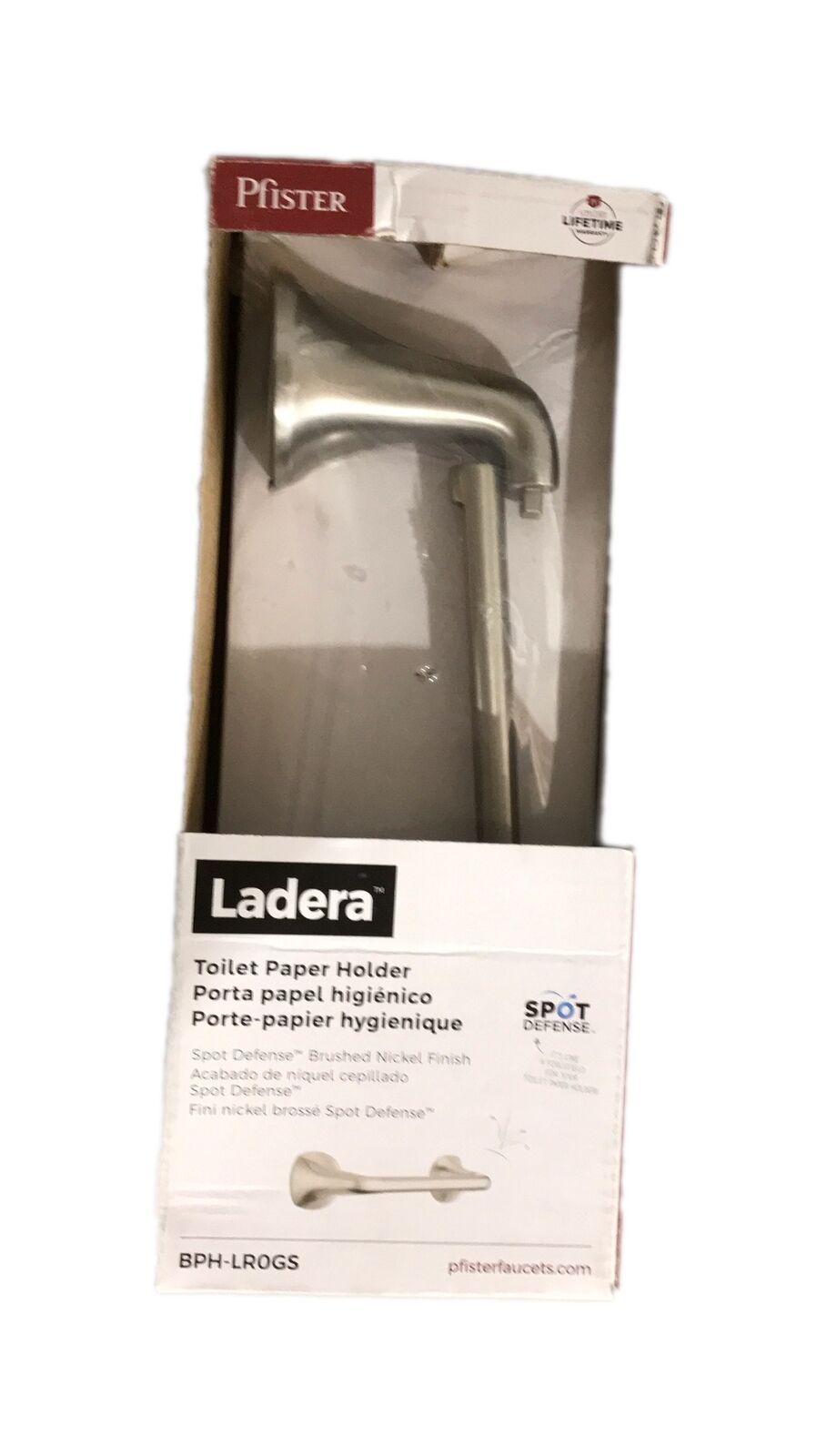 Pfister Ladera Toilet Paper Holder in Spot Defense Brushed Nickel BPH-LR0GS