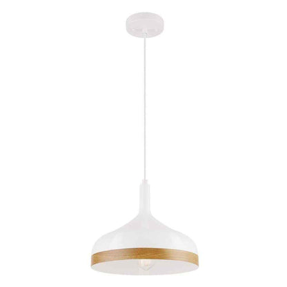 Globe Electric Nora Pendant Light White Faux Wood Accent w/ white cloth cord