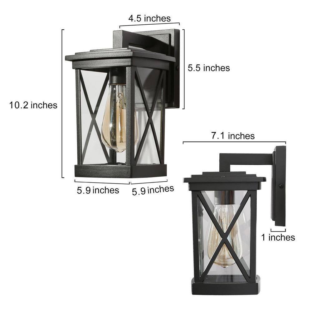LNC Modern Black Outdoor Wall lantern Sconce 1-Light Hardwired Light Fixture