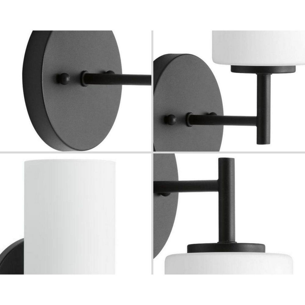Progress Lighting Replay 5-1/4 in. Black Etched White Glass Vanity Wall Light