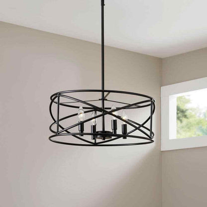 Hampton Bay Hastings 4-Light Satin Bronze Dining Room Chandelier w/ Cage Shade